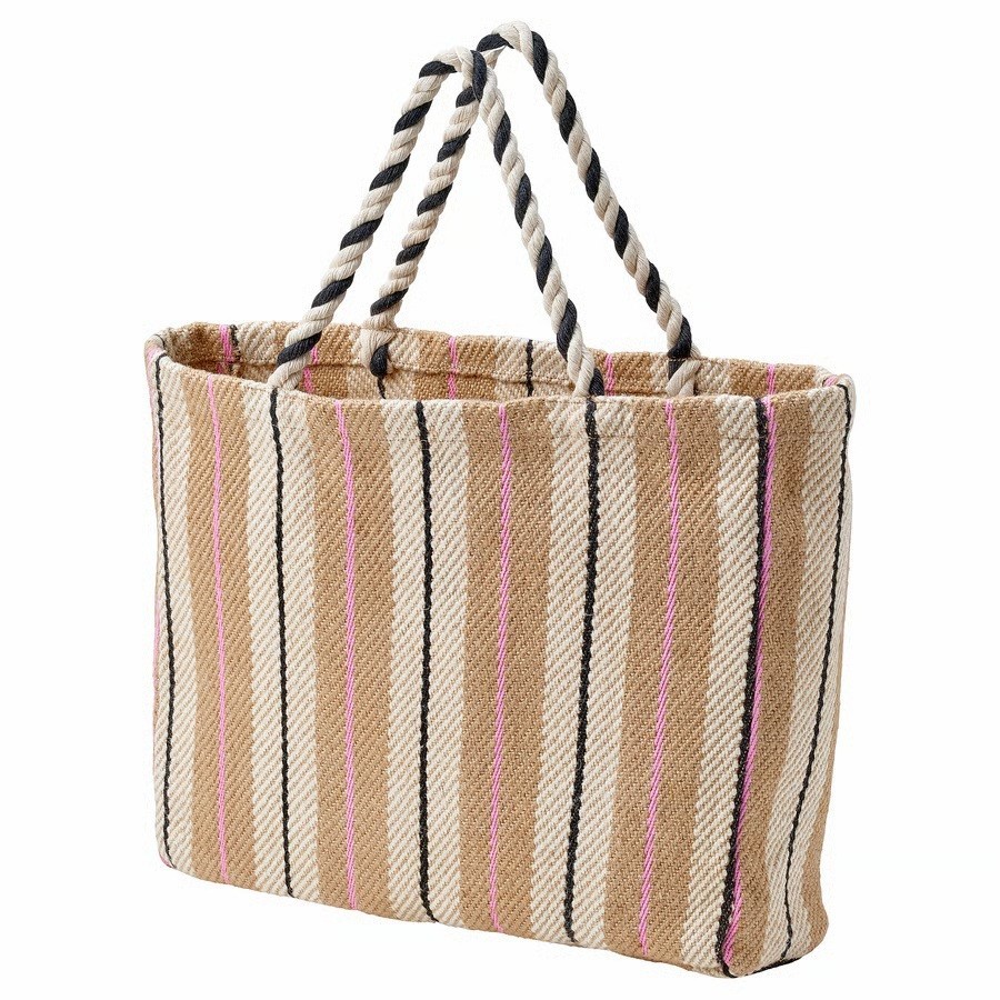 IKEA MÄVINN HANDWOVEN NATURAL STRIPED HANDMADE BAG [NEW]