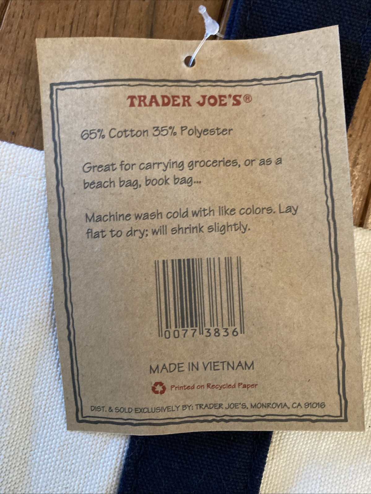 2 PC Trader Joes 2026 LARGE CLASSIC NAVY Canvas Shop Tote Bags NWT- SHIPS NOW