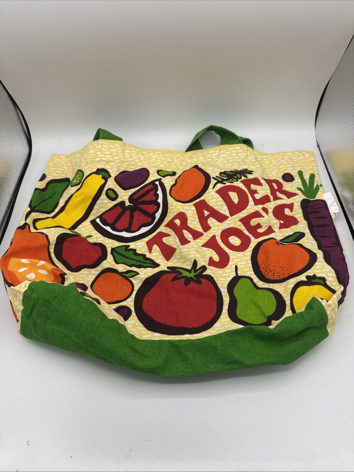 Trader Joe’s Shopping tote Fruit & Vegetable 100% cotton MADE in USA Vintage EUC