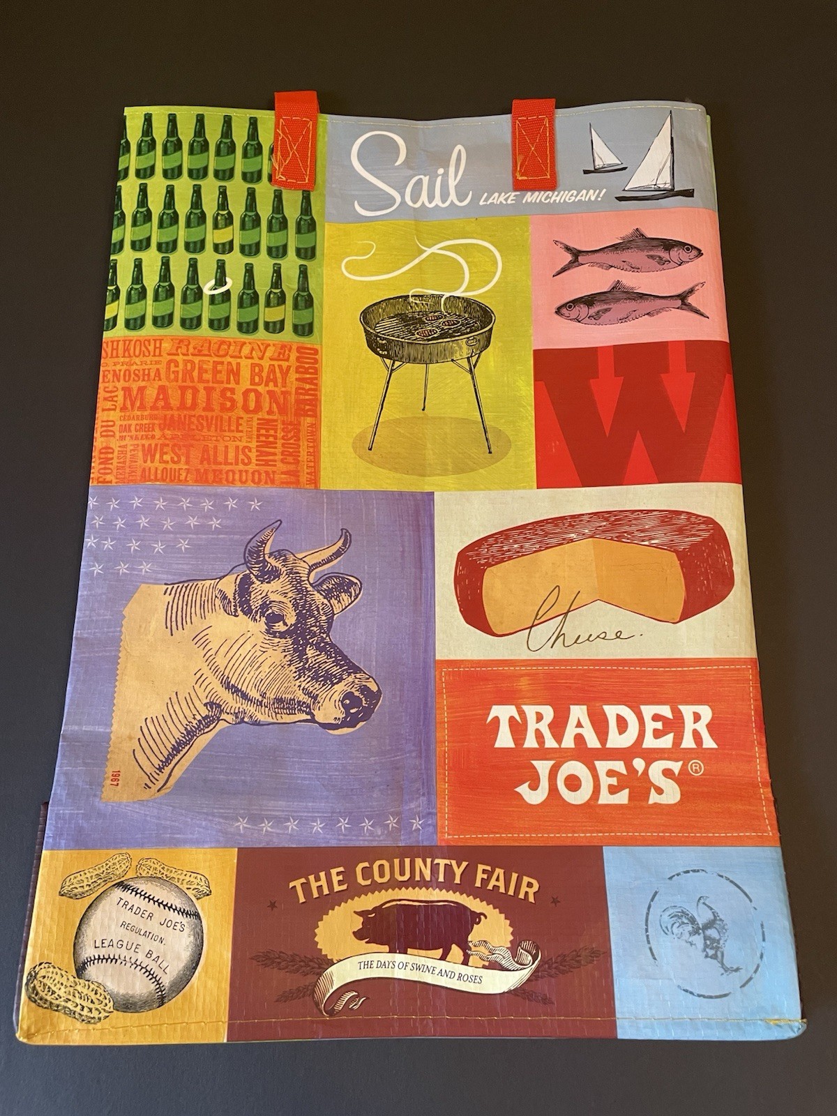 NWT Trader Joe’s Reusable Regional Grocery Tote Bag Sack Wisconsin WI