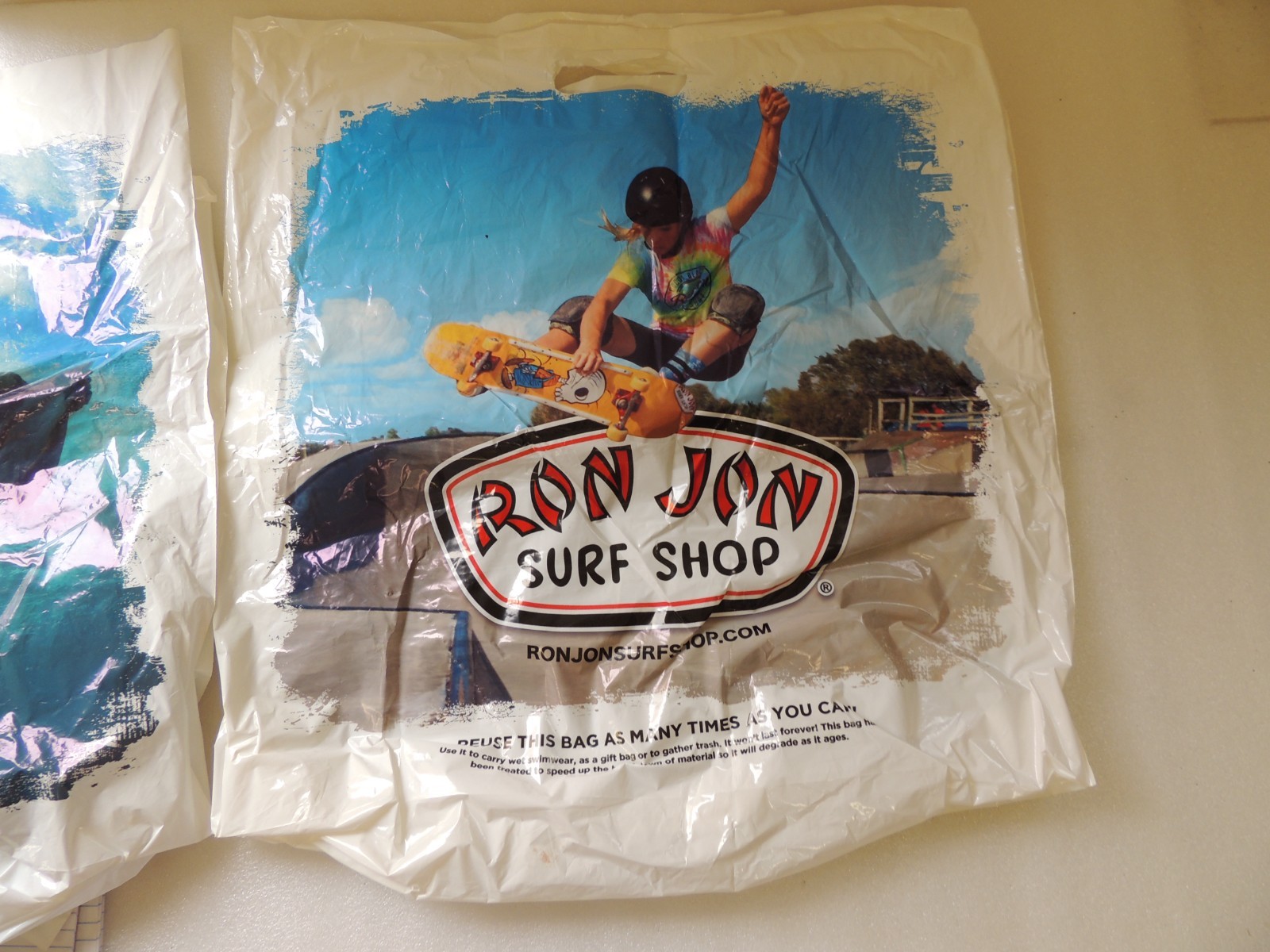 lot of 4 reusable plastic Ron Jon Surf Shop shopping bags see photos
