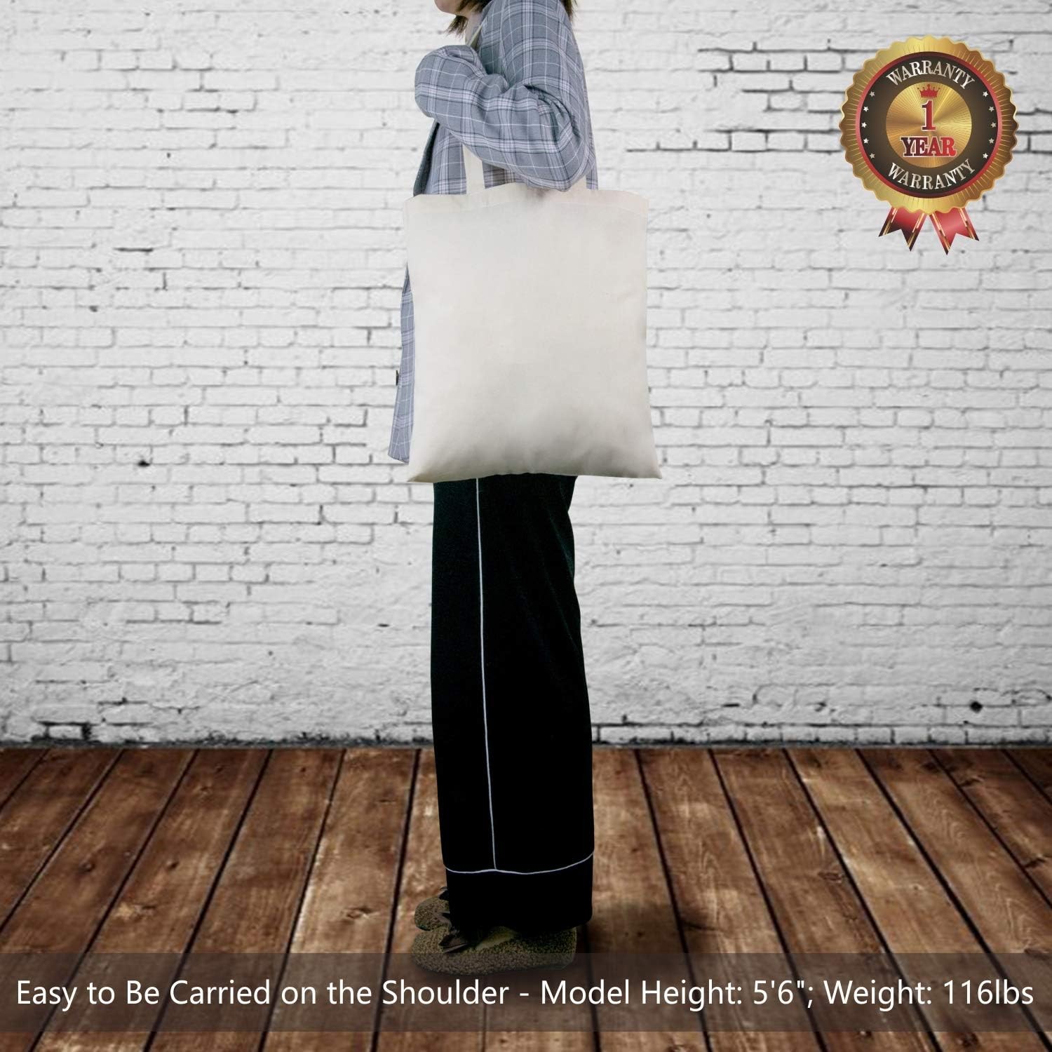TOPDesign 48-Pack Economy Cotton Shopping Tote Bags (16″ x 15″) — Reusable