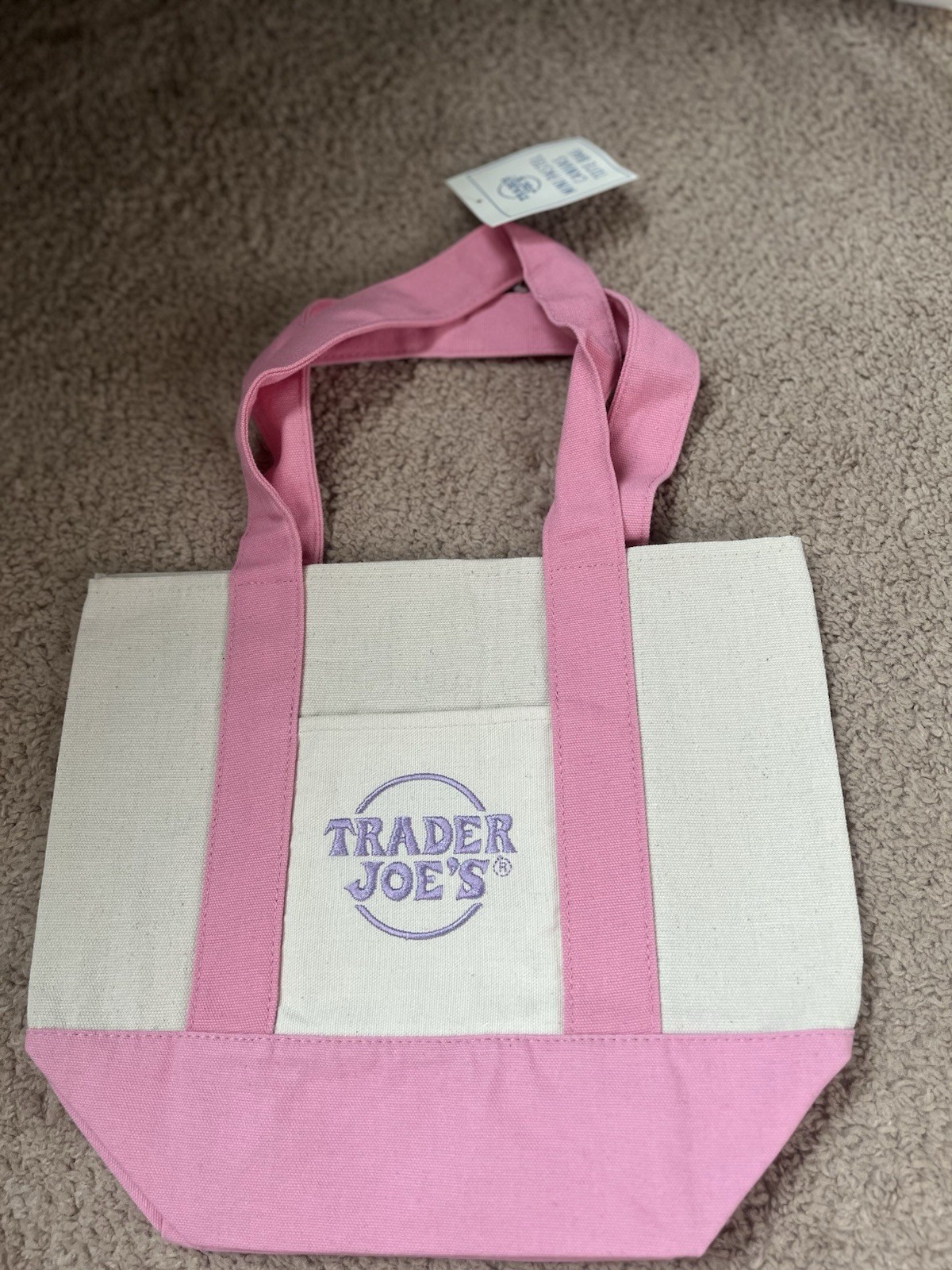 Trader Joe’s Canvas Tote Bag Multicolor Logo, Large 18in x 12in x 15cm