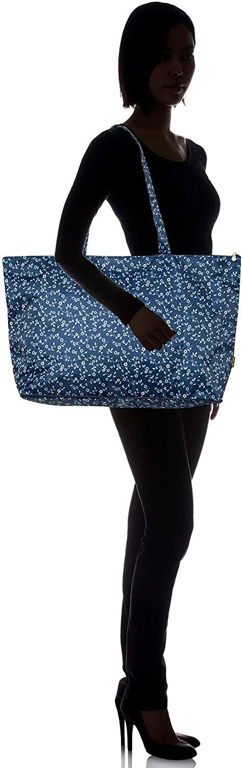 HAPITAS Eco Friendly Tote Travel Bag Flower Waltz Navy 20L