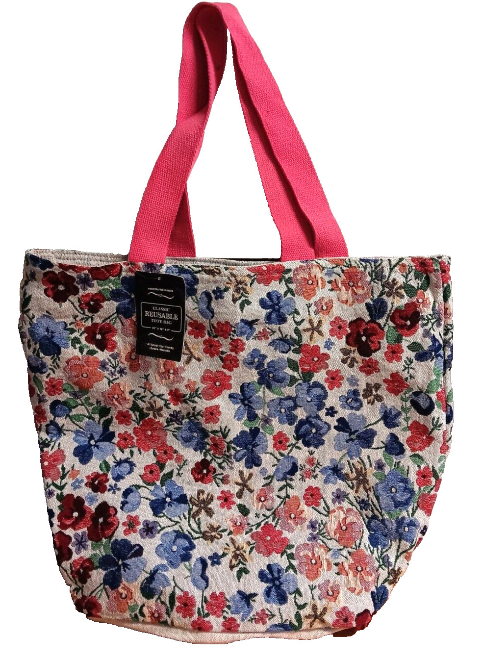 Floral Canvas Shopping Bag Tote Durable Made In India Durable 23 x18 in