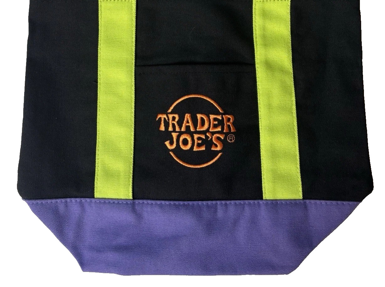 NWT Trader Joe’s Mini Tote Bag Black, Purple, Yellow-Green FREE SHIPPING!