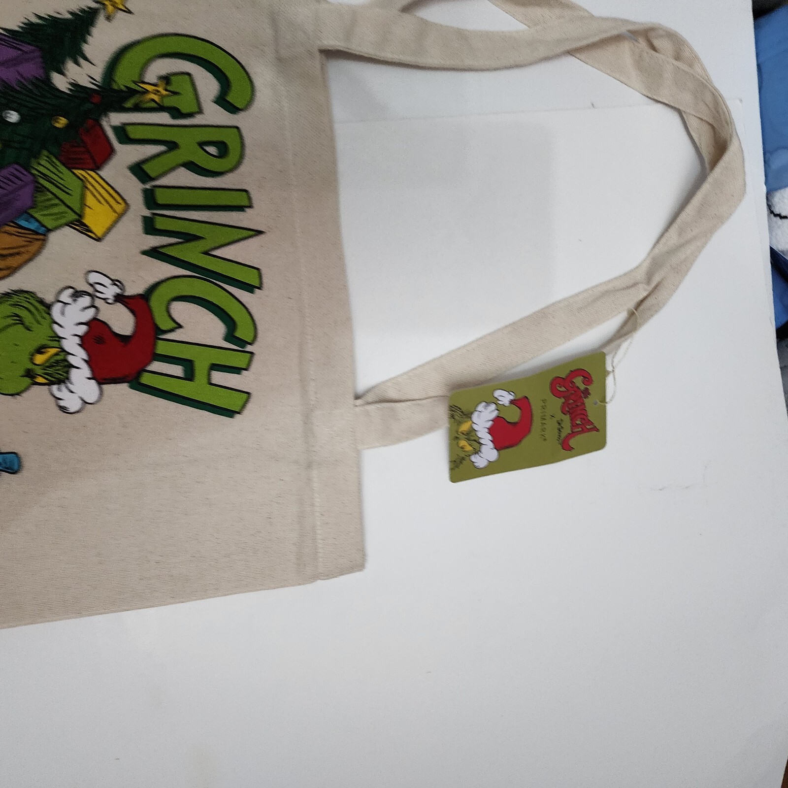 PRIMARK Santa Grinch Tote Bag Stole Christmas Presents Dr Seuss Cotton Ski