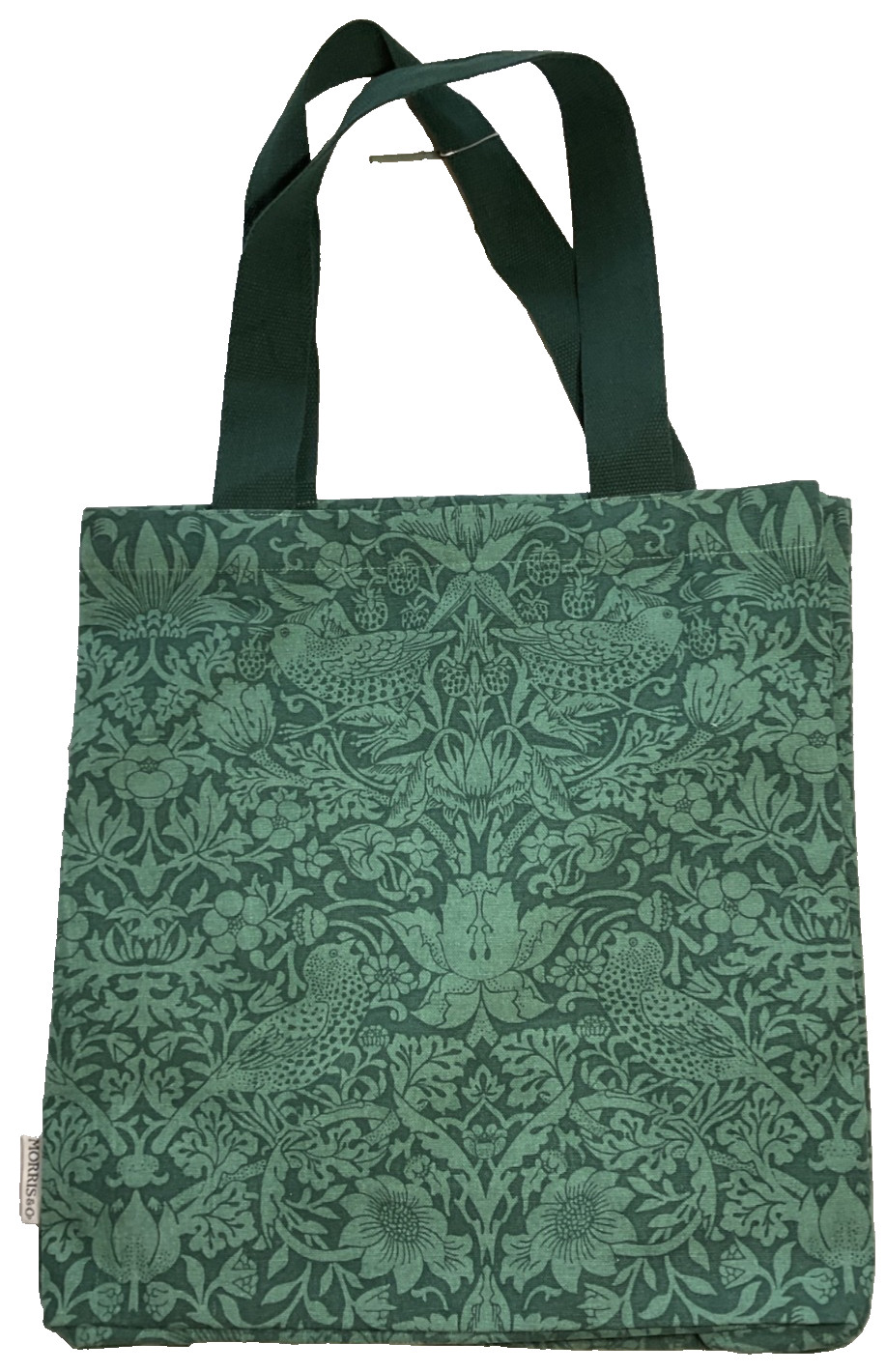William Morris Canvas Tote Reusable Bag DARK GREEN BIRDS FLOWERS NWT