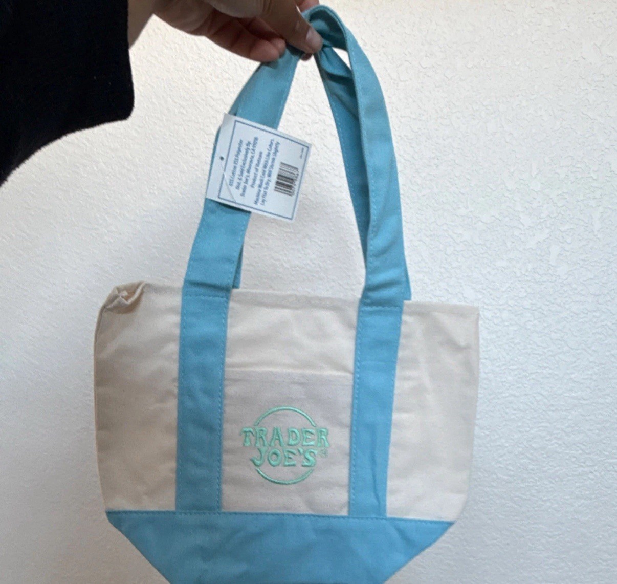 Trader Joe’s Mini Canvas Tote Bag Set Multicolor Pink Purple Blue Green Foldable