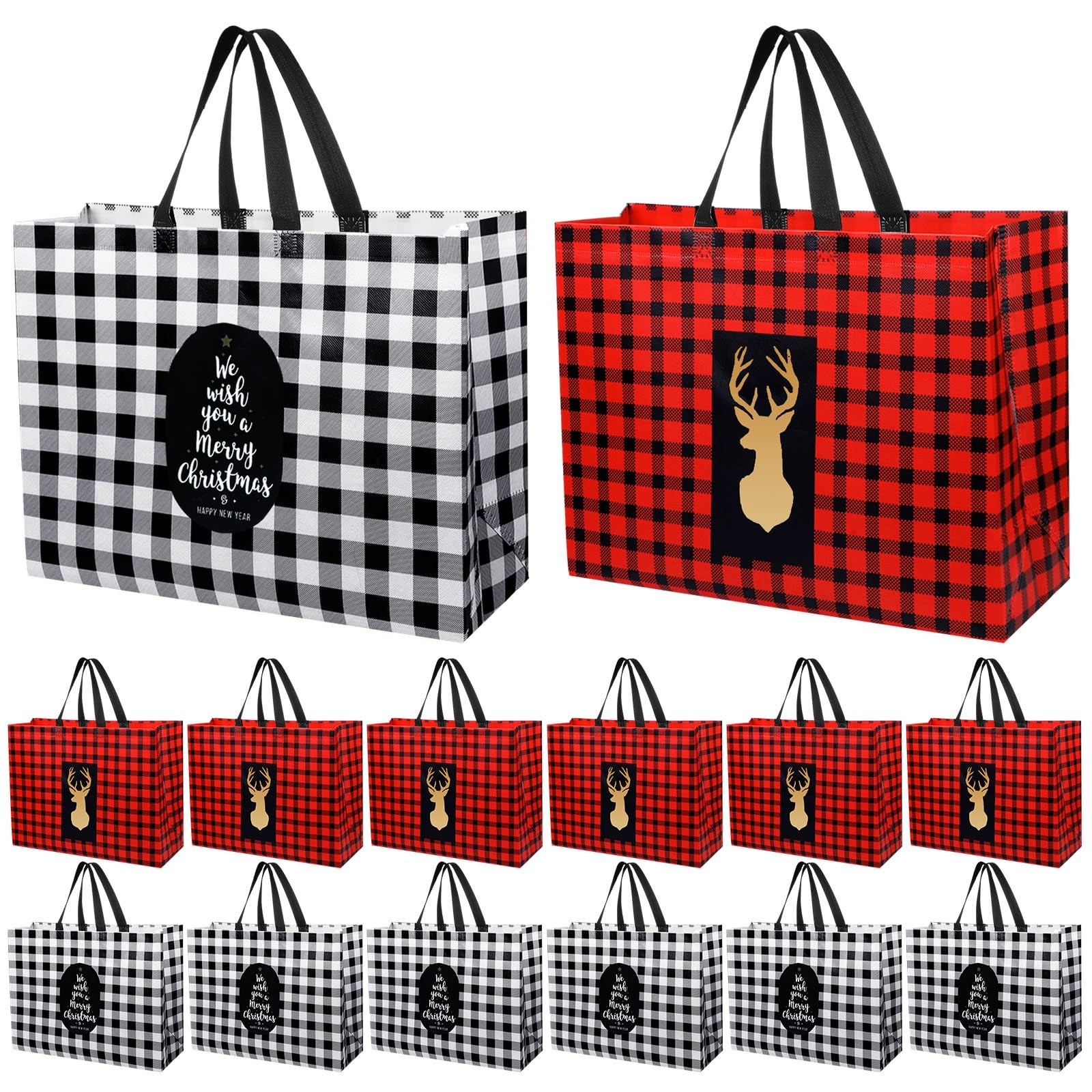 24 Pack Extra Large Christmas Gift Bags 16.9” x 12.6” x 6.8” Waterproof Re…