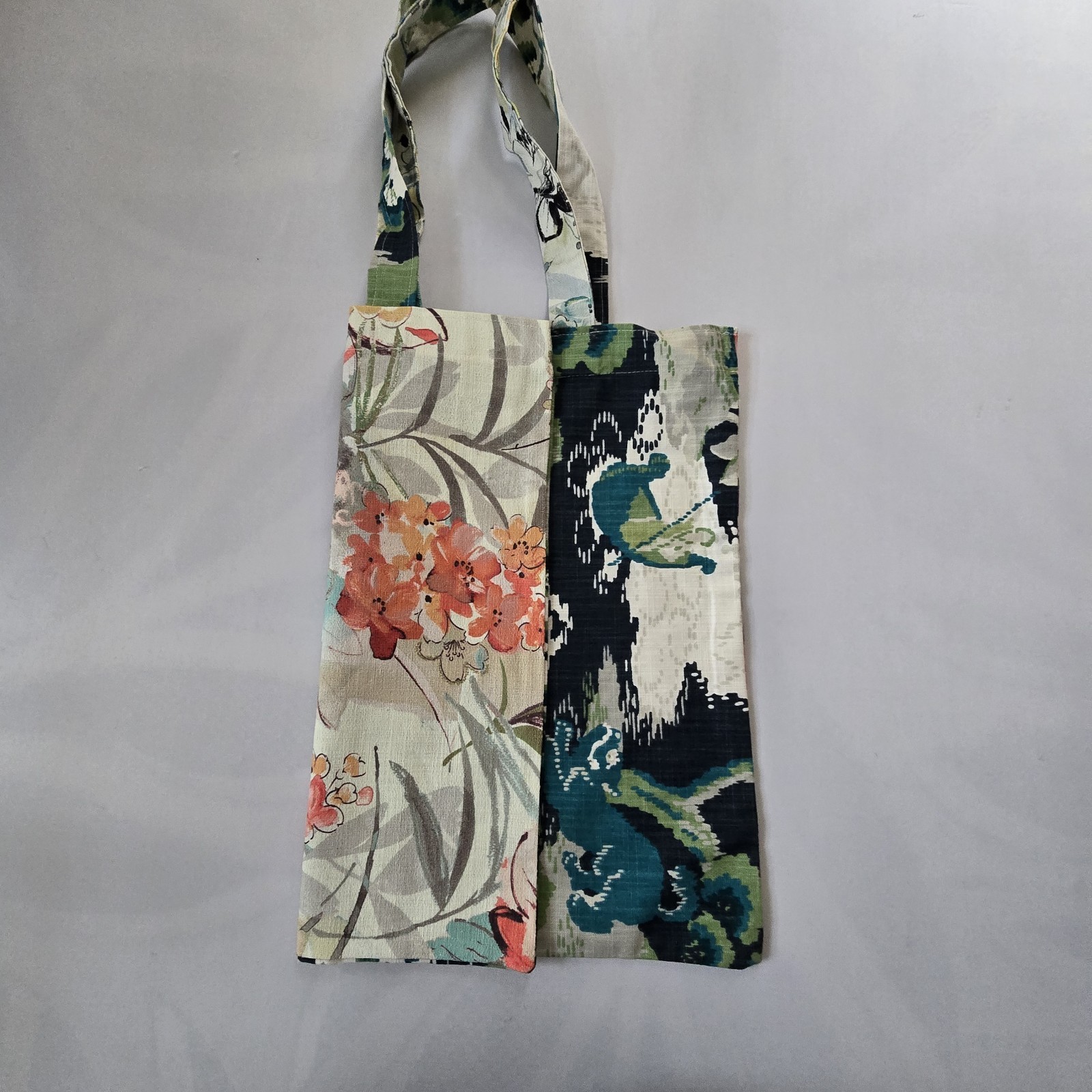 Handmade Floral & Nature Pattern Foldable Canvas Shopping Bag Medium Multicolor