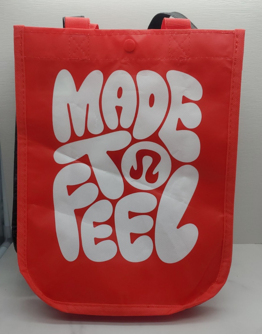 Lot of 2 Lululemon Small Reusable Shopping Tote Bag Red Black ~ Used