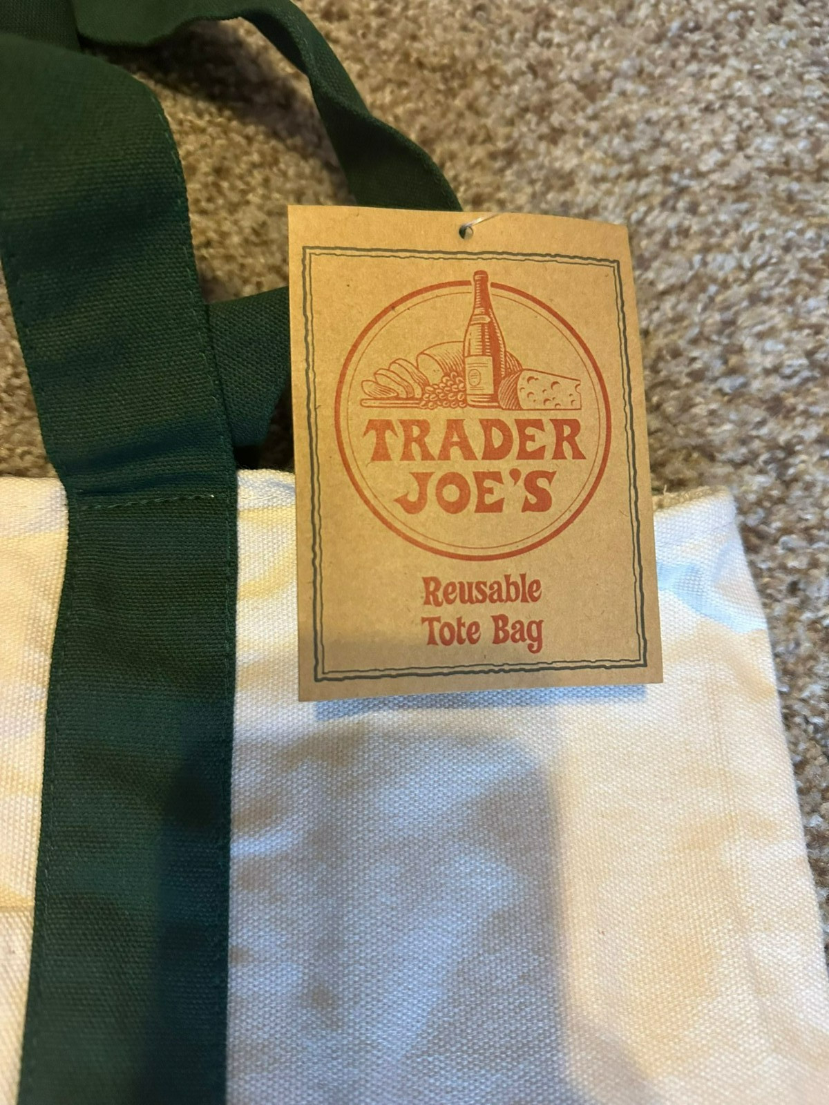 NWT Trader Joe’s Reusable Canvas Tote Bag – Heavy Duty Grocery Shopper Green