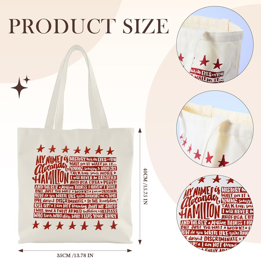 Musical Movie Quotes Tote Bag, Hamiltons Merch Canvas Tote Bag Aesthetic for …