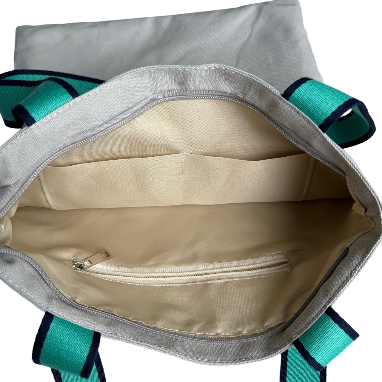 12OZ 100% Cotton Canvas Zipper Closure Lined Reusable Grocery Shopping Bag Be…