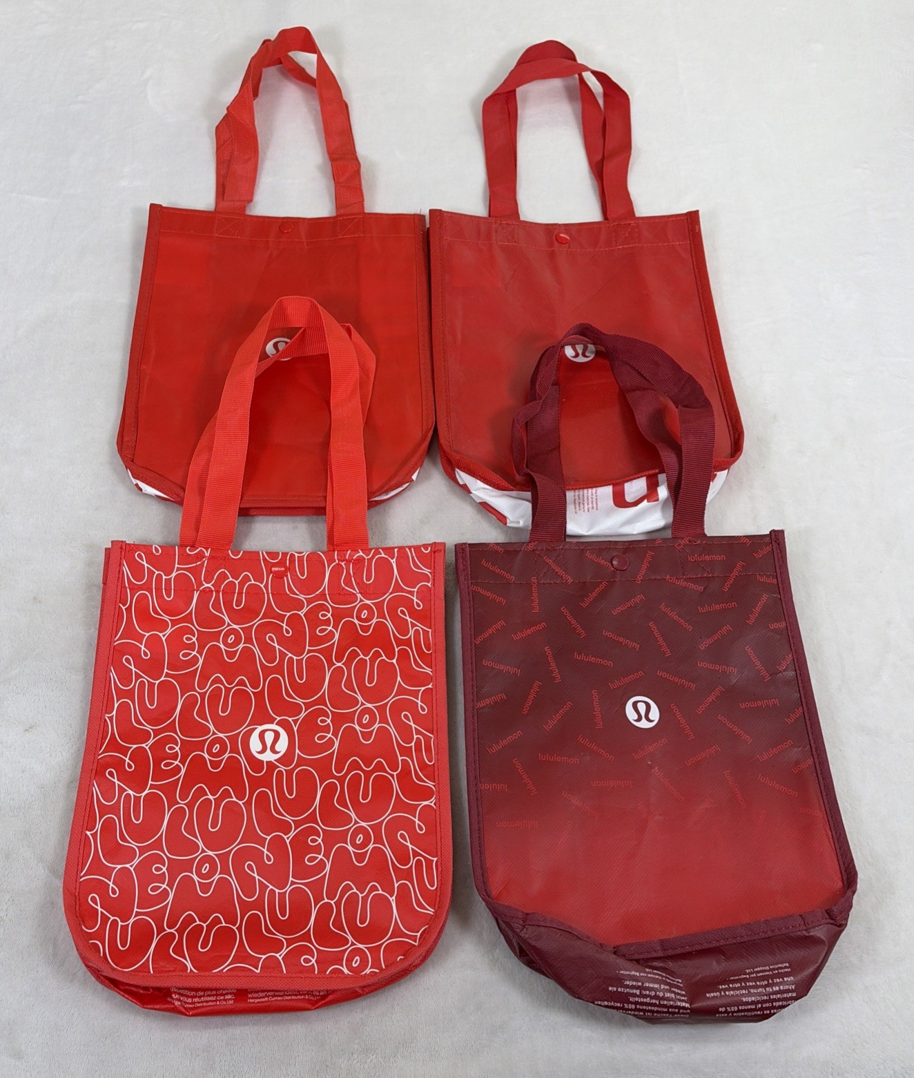 Lululemon Reusable Tote Shopping Bags Black, Red & Green Lot of 13 Lululemon Bag