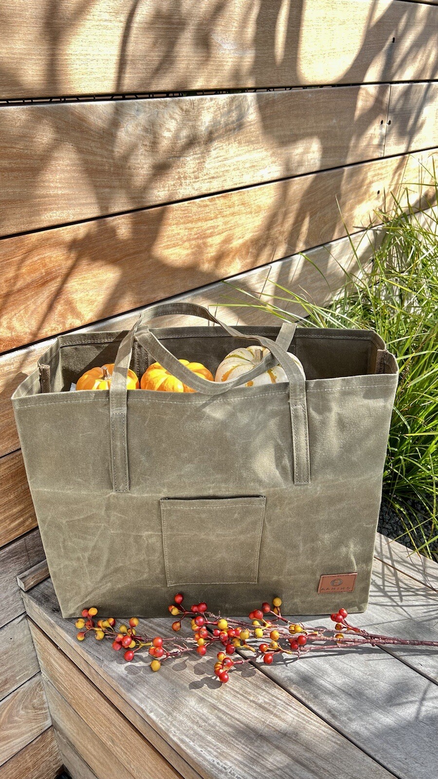 Large Waxed Canvas Tote Bag Market bag Shopping Bag Lightweight Durable Foldable