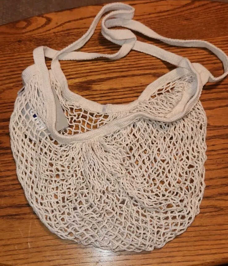 NWT Euro Tote 100% Cotton String Mesh Sports Beach Shopping Tan