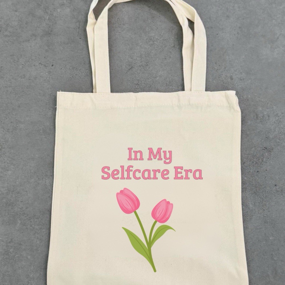Moneyfesting Canvas Tote Bag, Minimalist Line Art, Lucky Girl Era