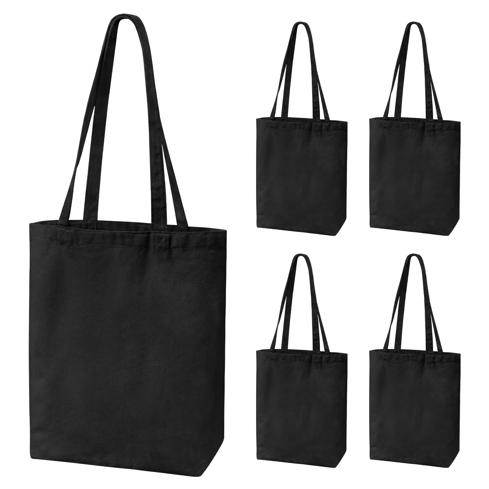Coddsmz 5-Pack 15.7″x13.8″ Natural Canvas Cotton Tote Bags, Lightweight Mediu…