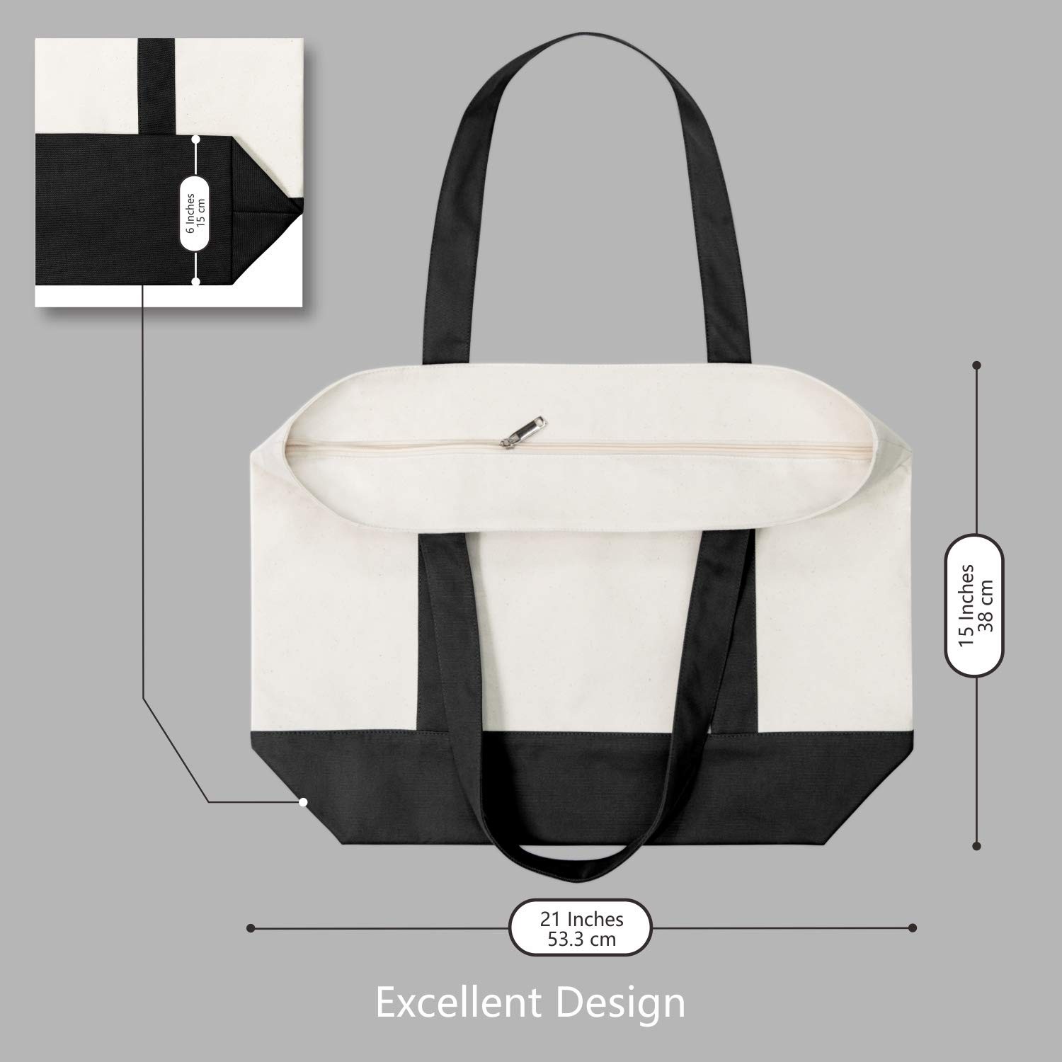TOPDesign 1 3 6 30 Pack Canvas Tote Bag with an External Pocket Reusable Grocery