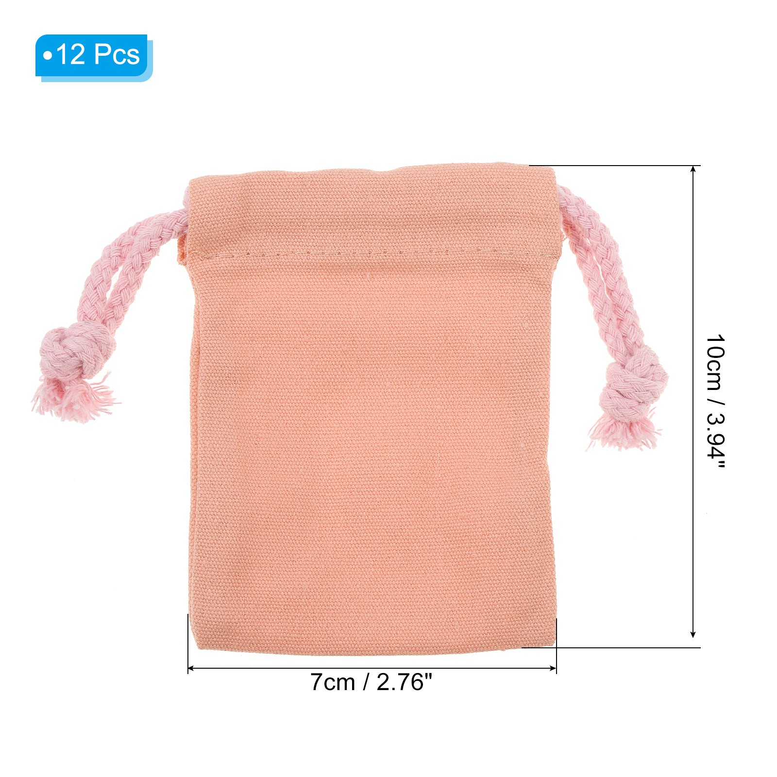 12pcs 100% Cotton Reusable Drawstring Bags, 3×4″ Dust Bags, Deep Pink