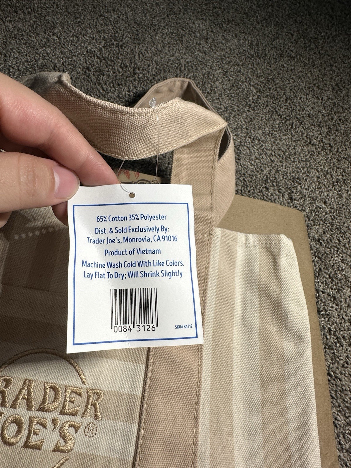 Trader Joe’s Mini Pastel Stripe Canvas Tote Bag Limited Edition Beige/Tan ⭐️NEW