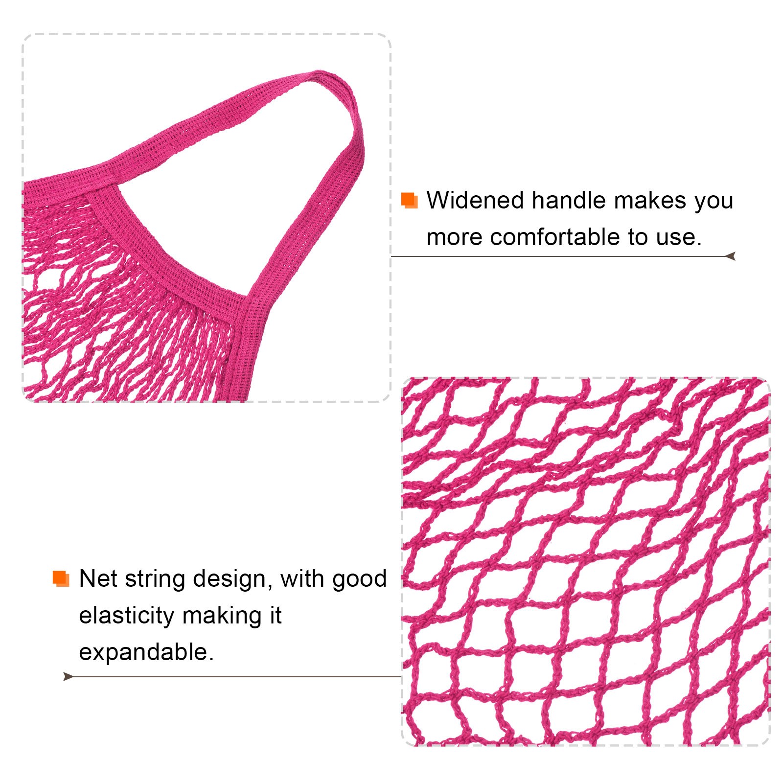 Cotton Mesh Bag, 15×13.8″ Mesh Net String Grocery Bags Rose Red