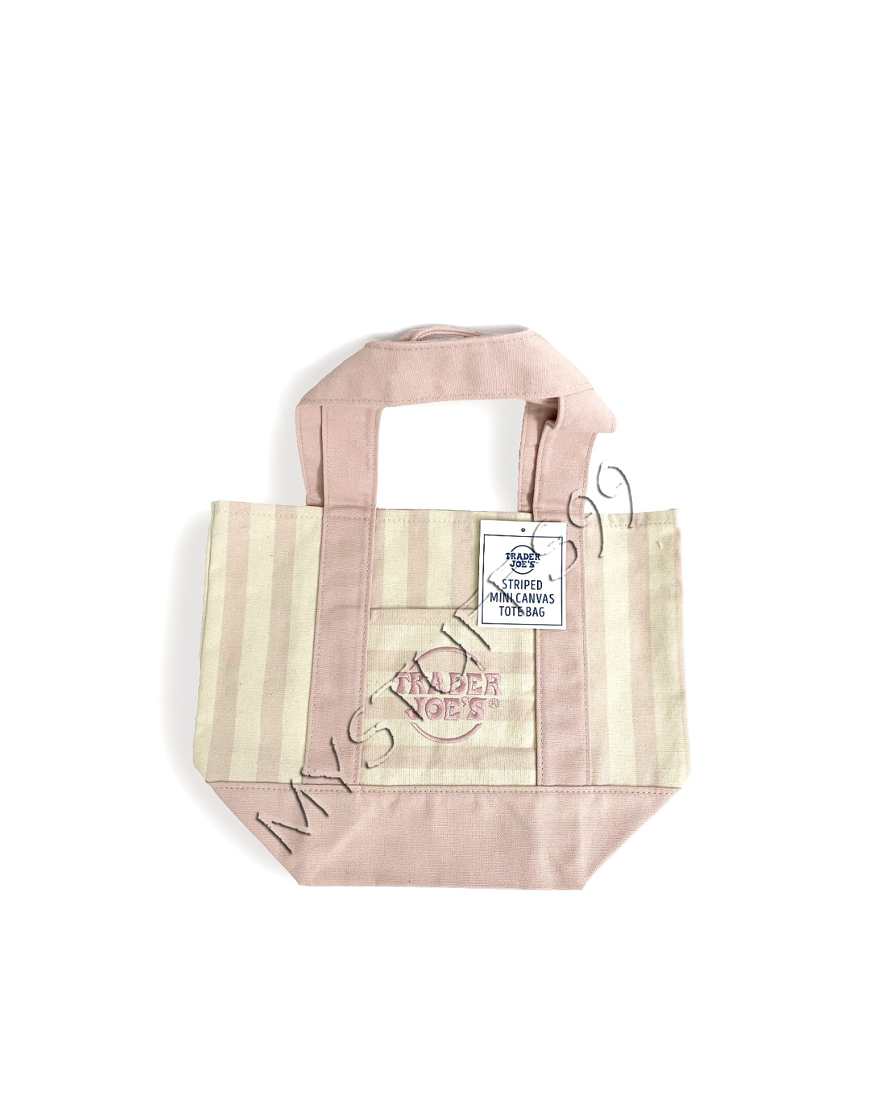 TRADER JOE’S STRIPED MINI CANVAS TOTE BAG “PALE PINK” SUMMER LIMITED EDITION NWT