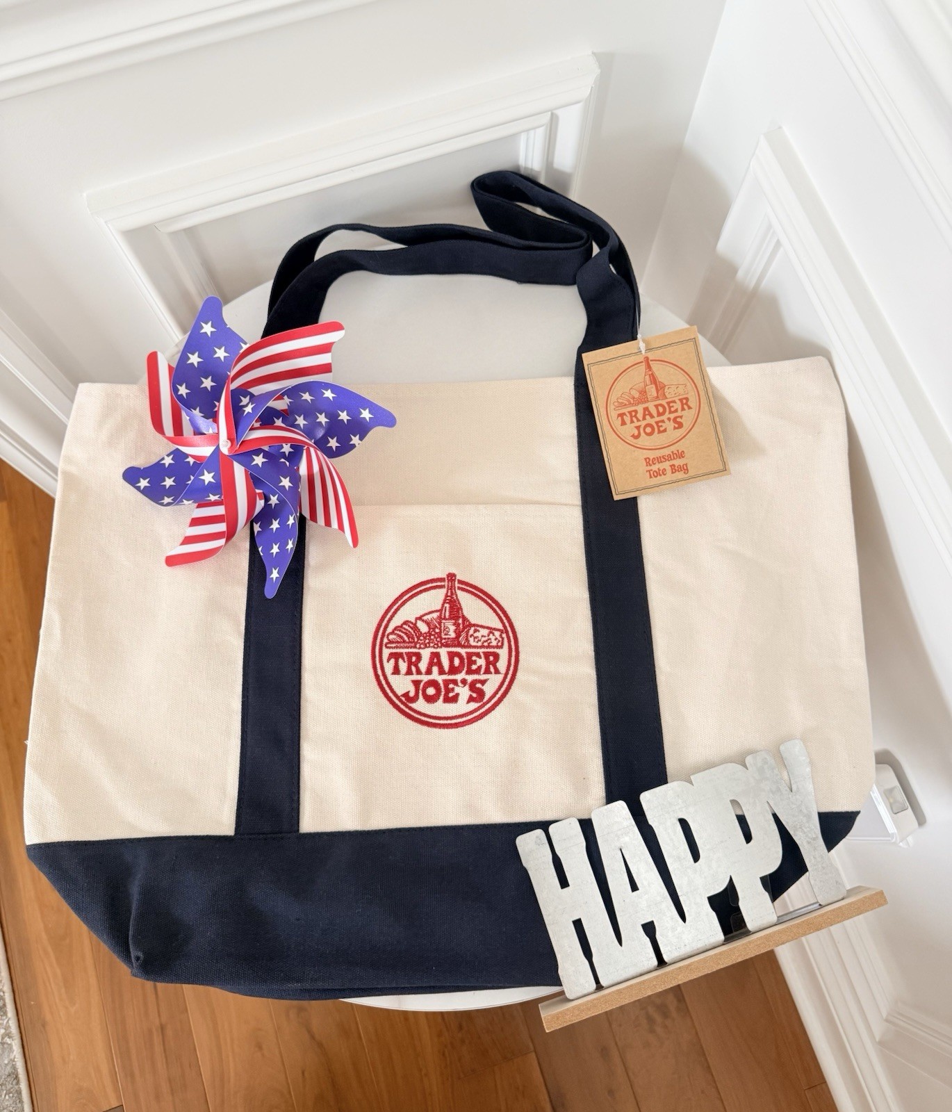 💙 Trader Joe’s Canvas Tote Bag – LARGE CLASSIC NAVY BLUE – NEW 2026 Edition