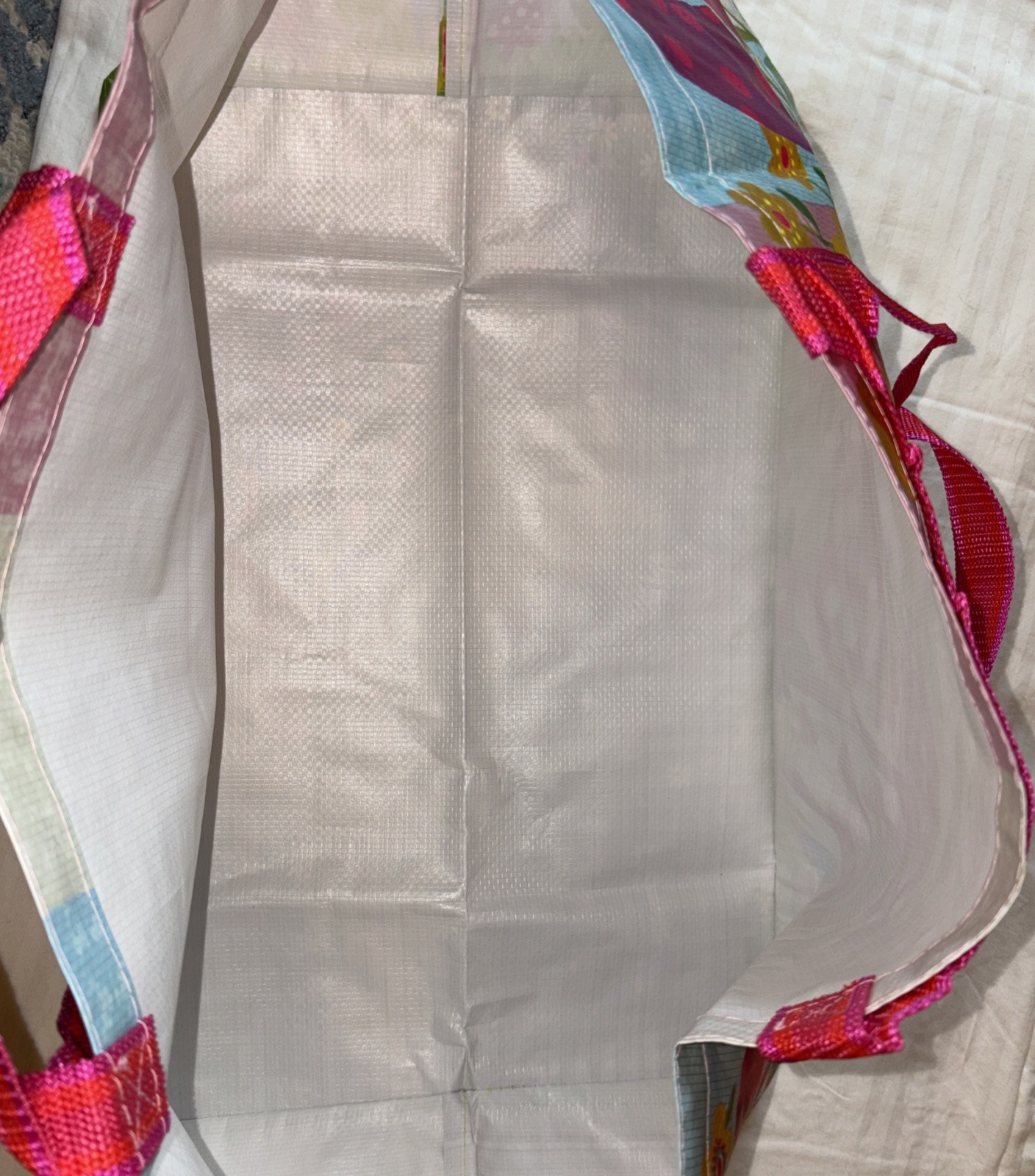 NATURAL LIFE Mushrooms Flowers Colors Boho XL Reusable Tote Bag Live Happy NWT