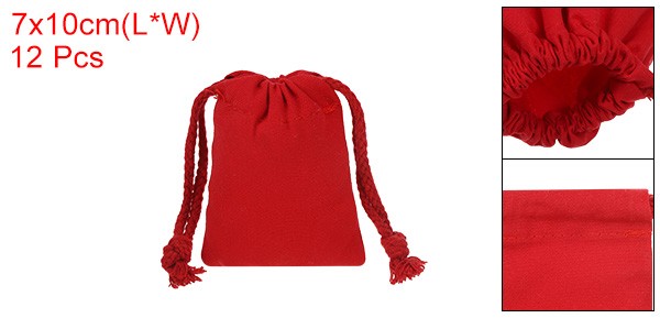 12pcs 100% Cotton Reusable Drawstring Bags, 3×4″ Dust Bags, Red