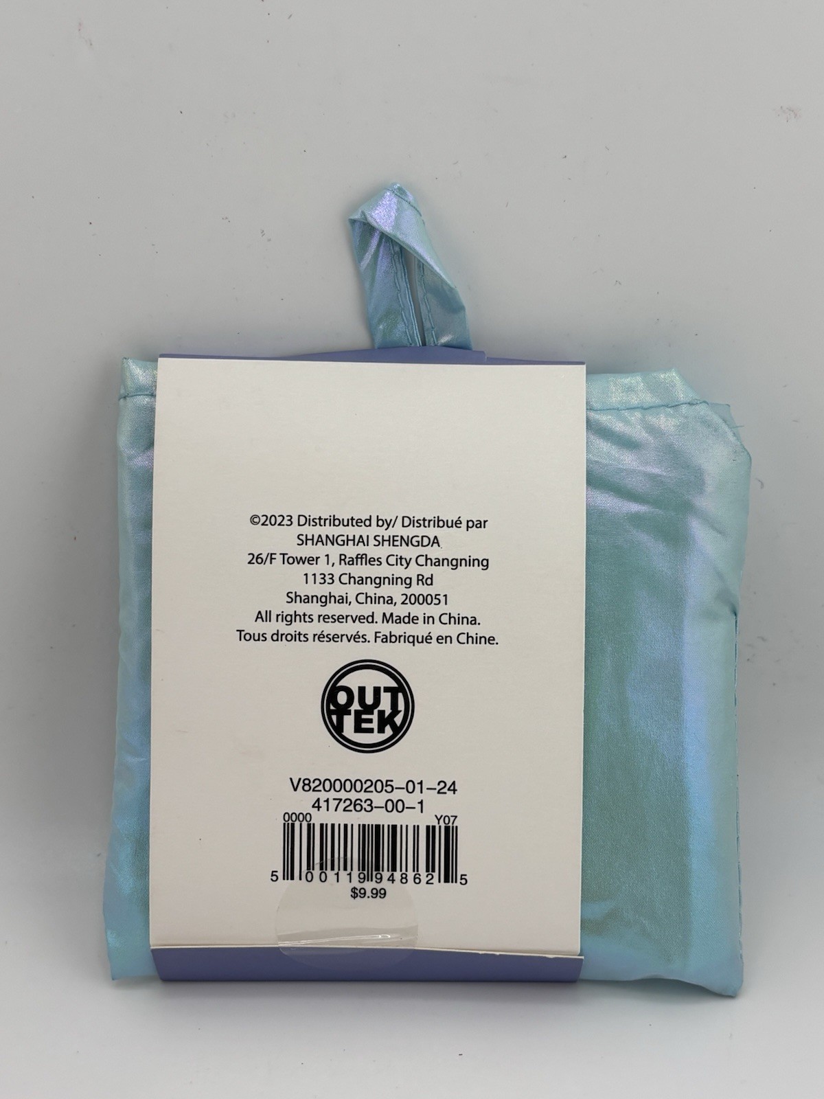 OutTek Reusable Foldable Shopping Tote Bag Blue Iridescent Eco Friendly Compact