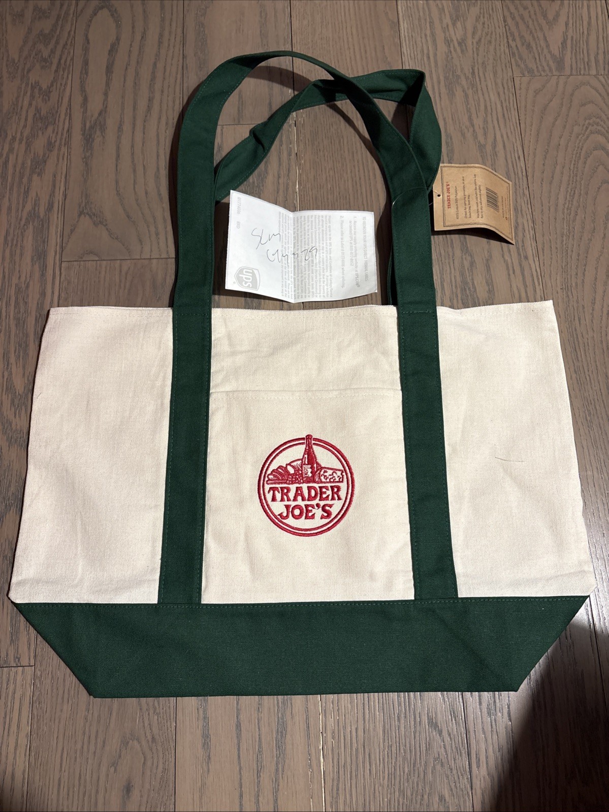 New Trader Joe’s Canvas Tote Grocery Bag Green Holiday Christmas Xmas Ships Now