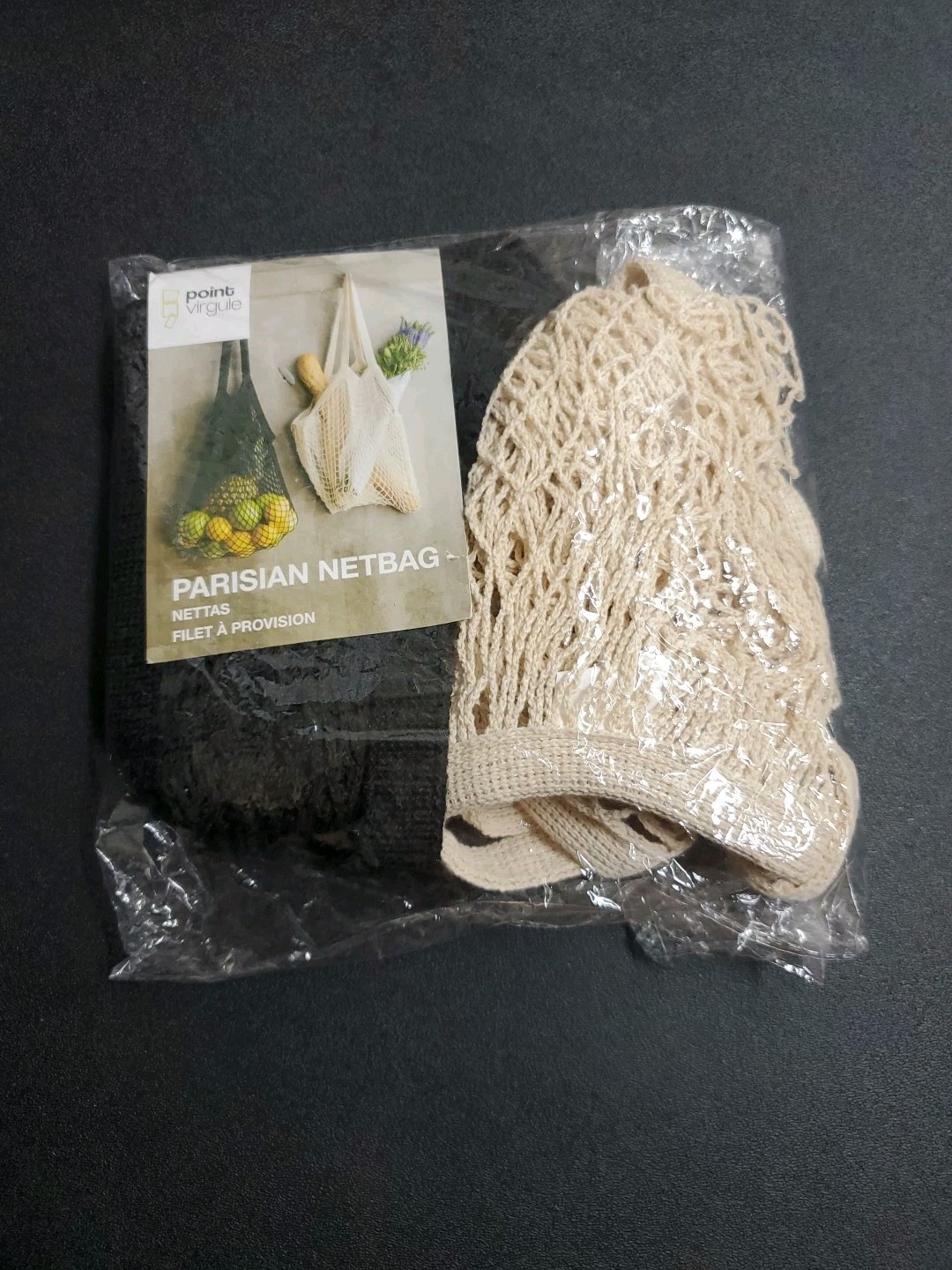 Parisian Netbag Grocery Bag Set Of 2 Blag & Beige