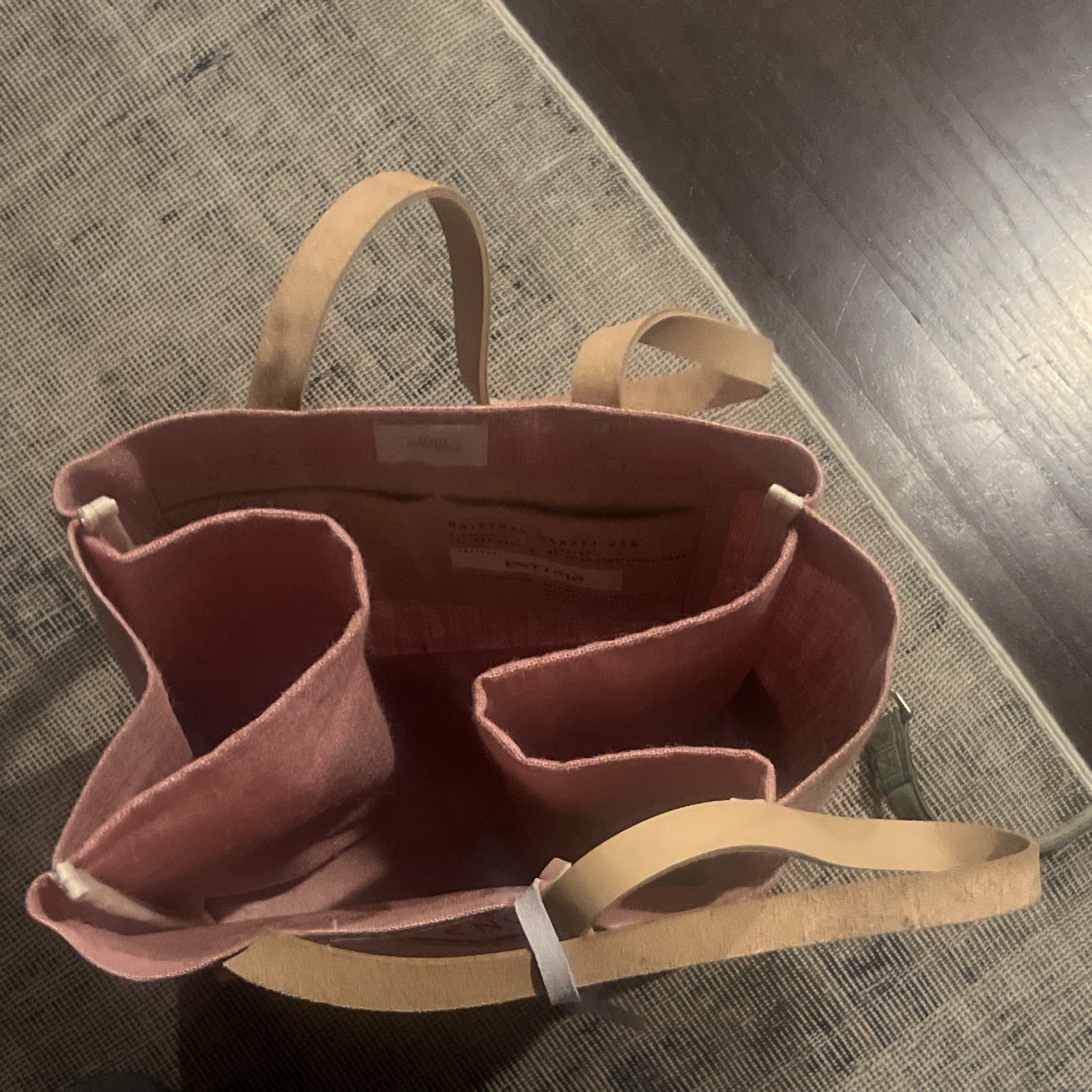 Apolis Global Citizen Miraval Canvas Tote Bag Pink/Beige 12x6x16