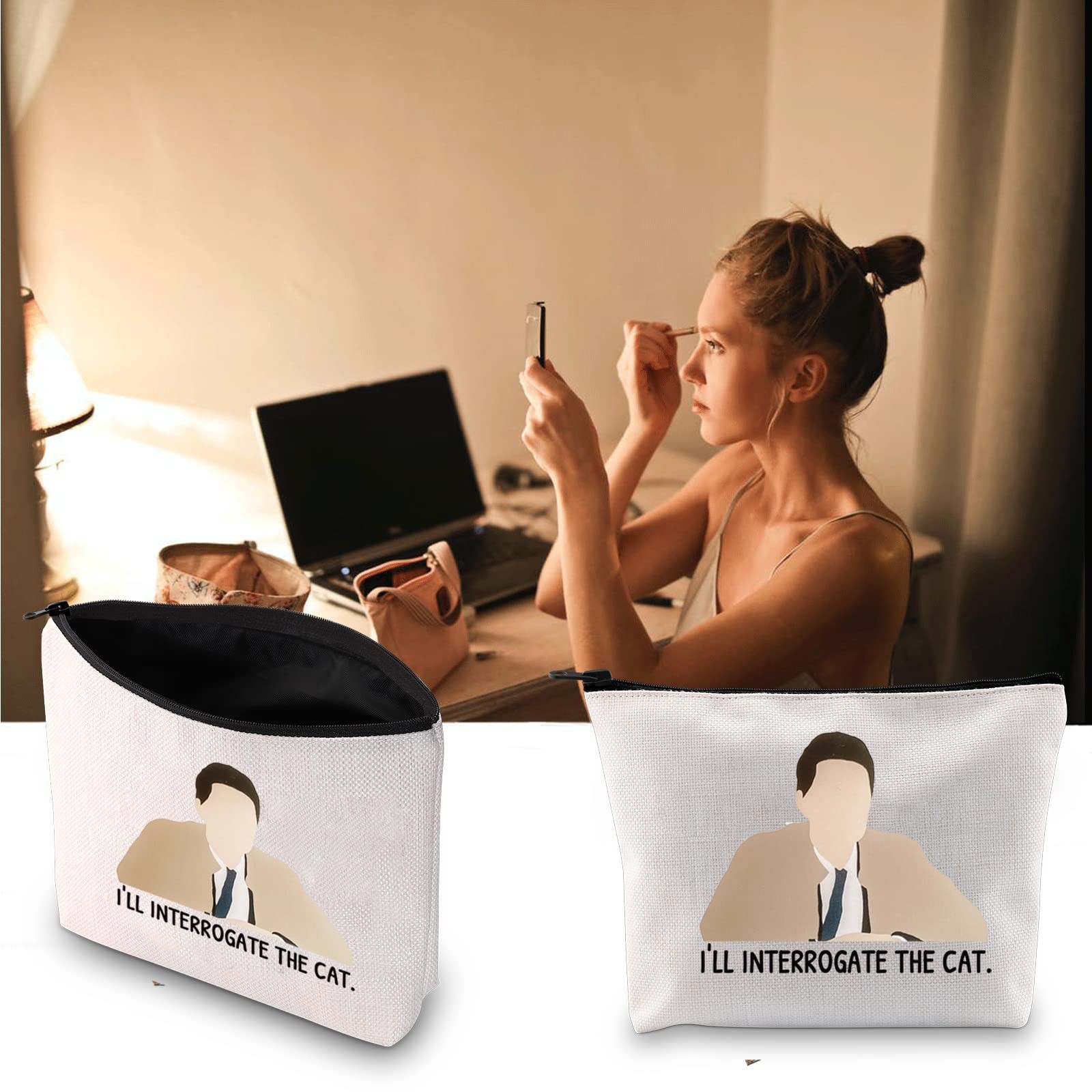 JXGZSO Inspired Gift I’ll Interrogate the Cat Makeup Bag Fans Gift…