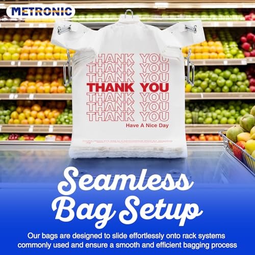 Thank You Bags with Handles, 11.5″ x 6.5″ x 21″ Plastic Carry 1000 Count White