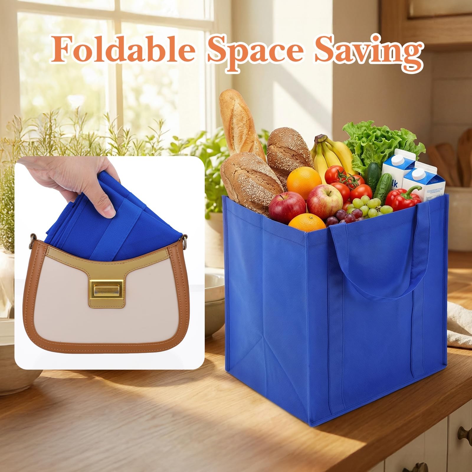 24 PCS 40 Lbs 6 Assorted Colors Heavy Duty Reusable Grocery Shopping Totes