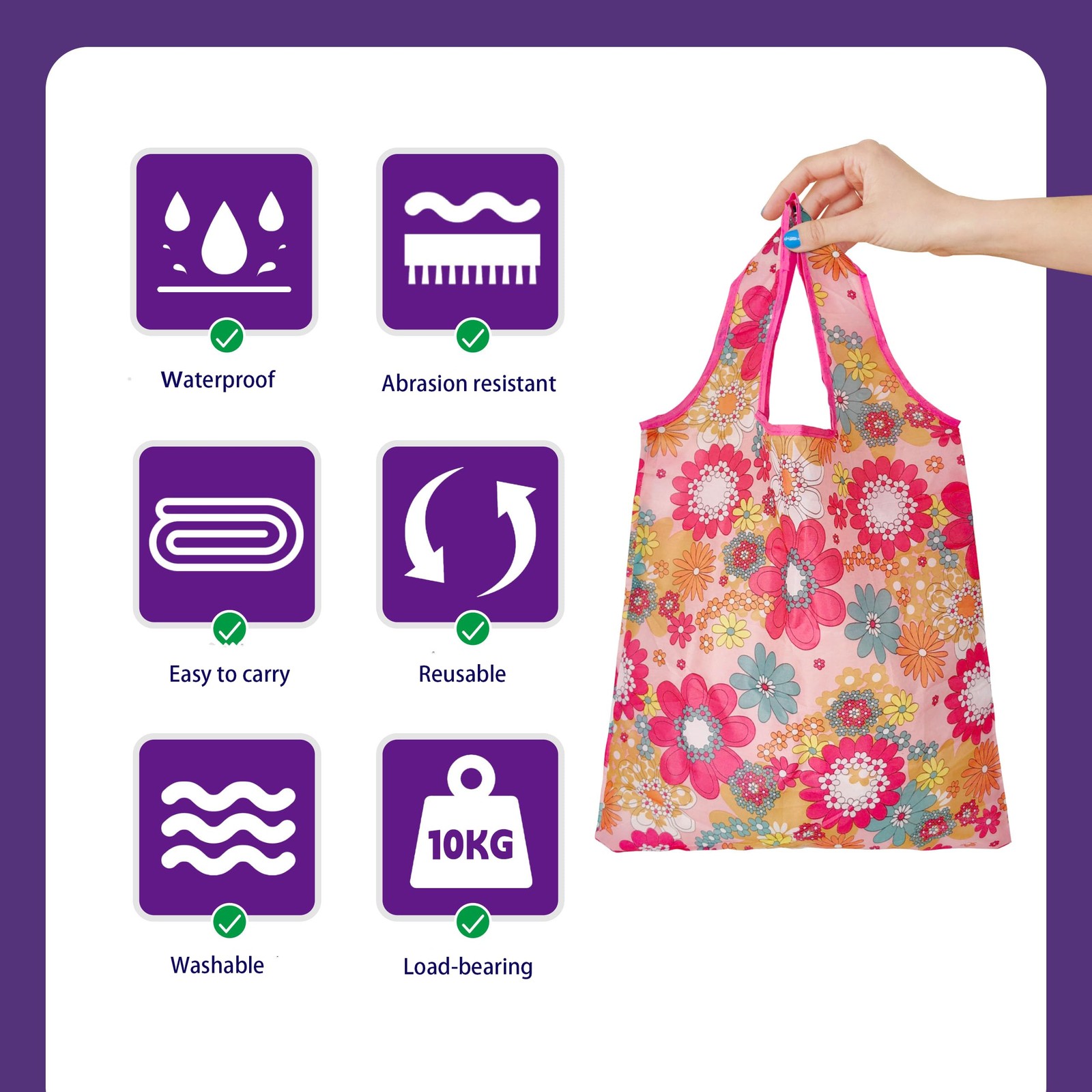 HIQU and HIST 6 Pcs Reusable Shopping Bags, Foldable Grocery Bags in Pocket, …