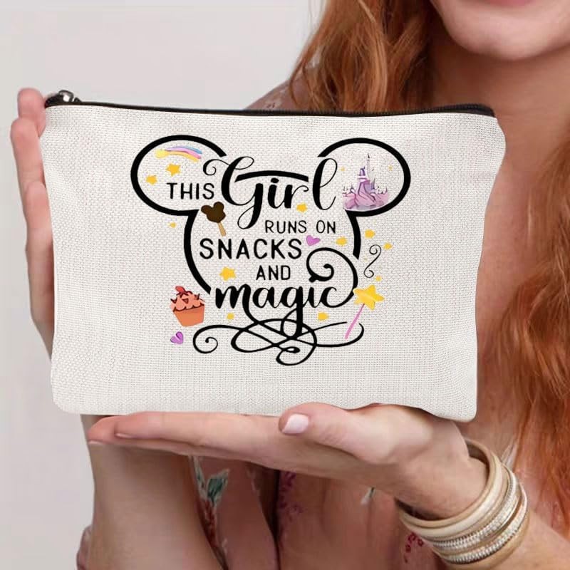 YUWUAR 2 Pcs Cartoon Mouse Makeup Bags for Women, Cute Travel Cosmetic white