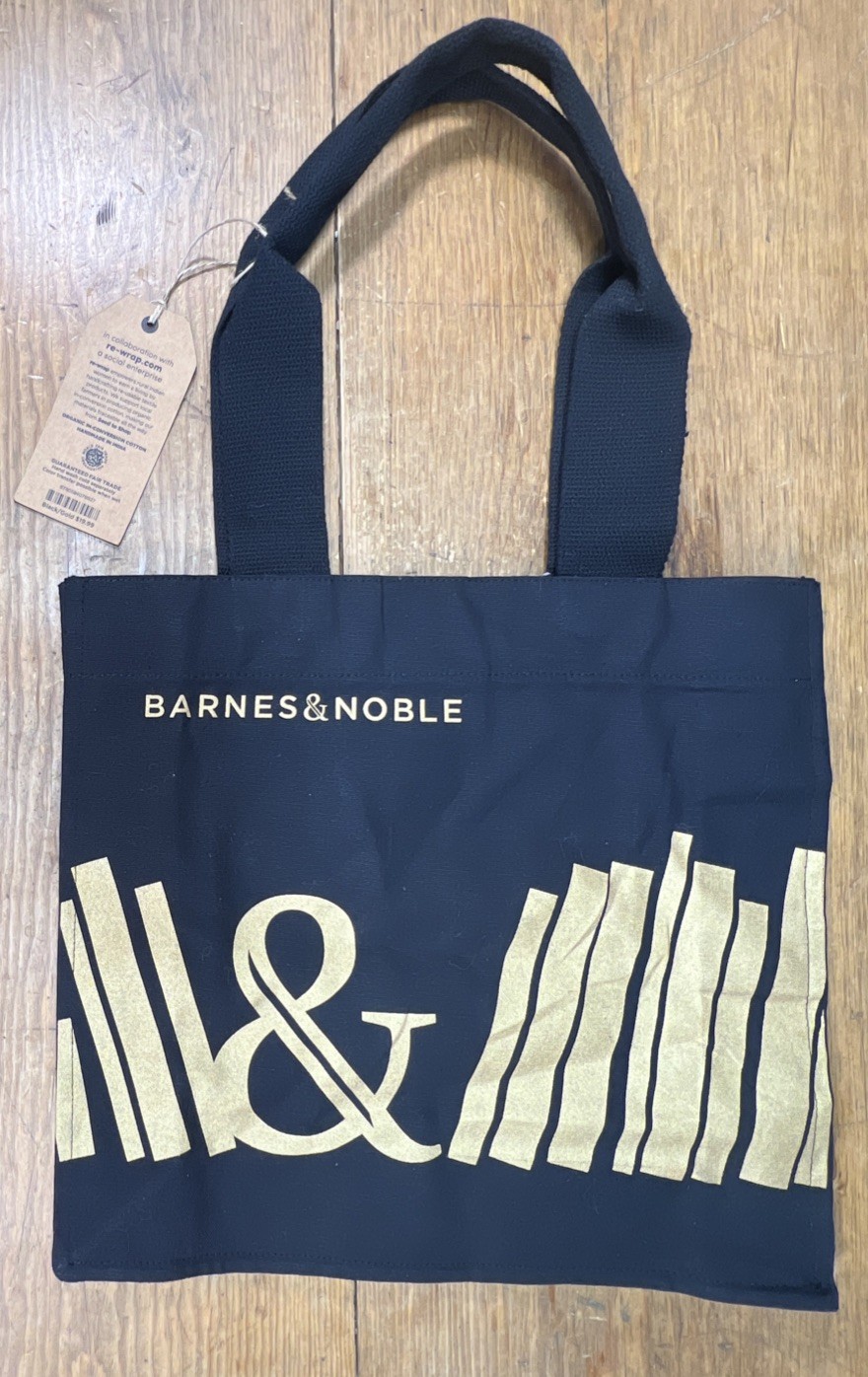 Barnes And Noble Book Bag Black Tote Cotton Pocket Reusable Grocery Bag New Tags