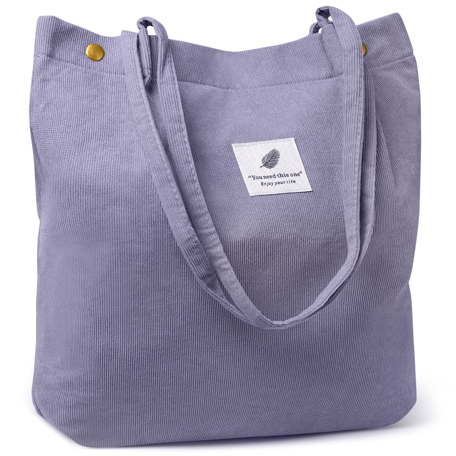 Tote Bags Grocery Shoulder Bag Corduroy with Inner Pocket for Work Beach Lunc…