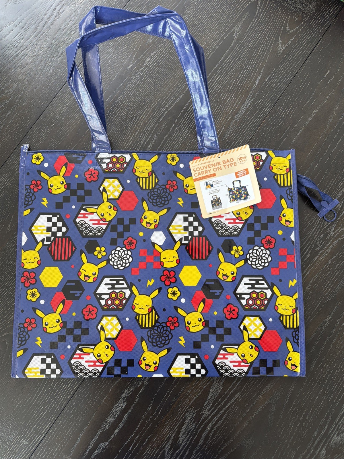 Pokémon Center Japan Pikachu Tote Bag Large Zipper Shopper New