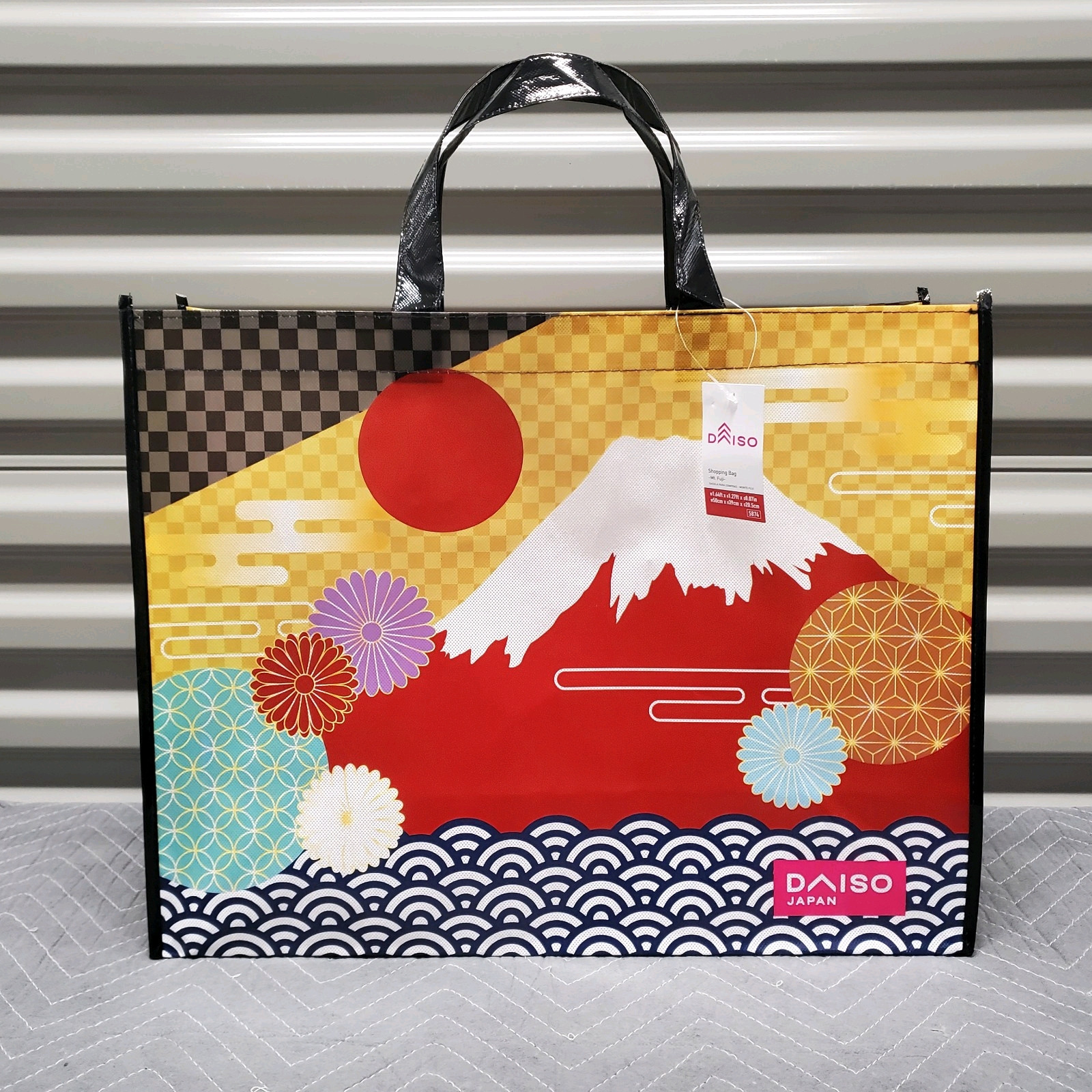 MT. FUJI Nihonga Reusable Grocery Shopping Tote Bag LARGE 19x15x8″ Daiso Japan