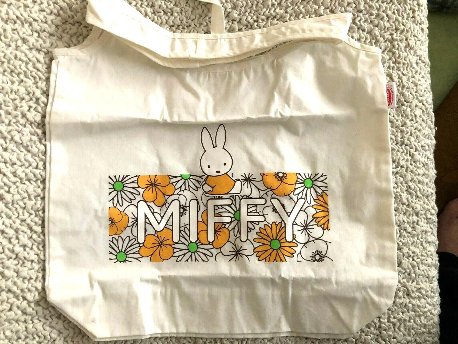Japan MIFFY eco bag floral pattern vertical 14in 35cm horizontal 15in 38cm