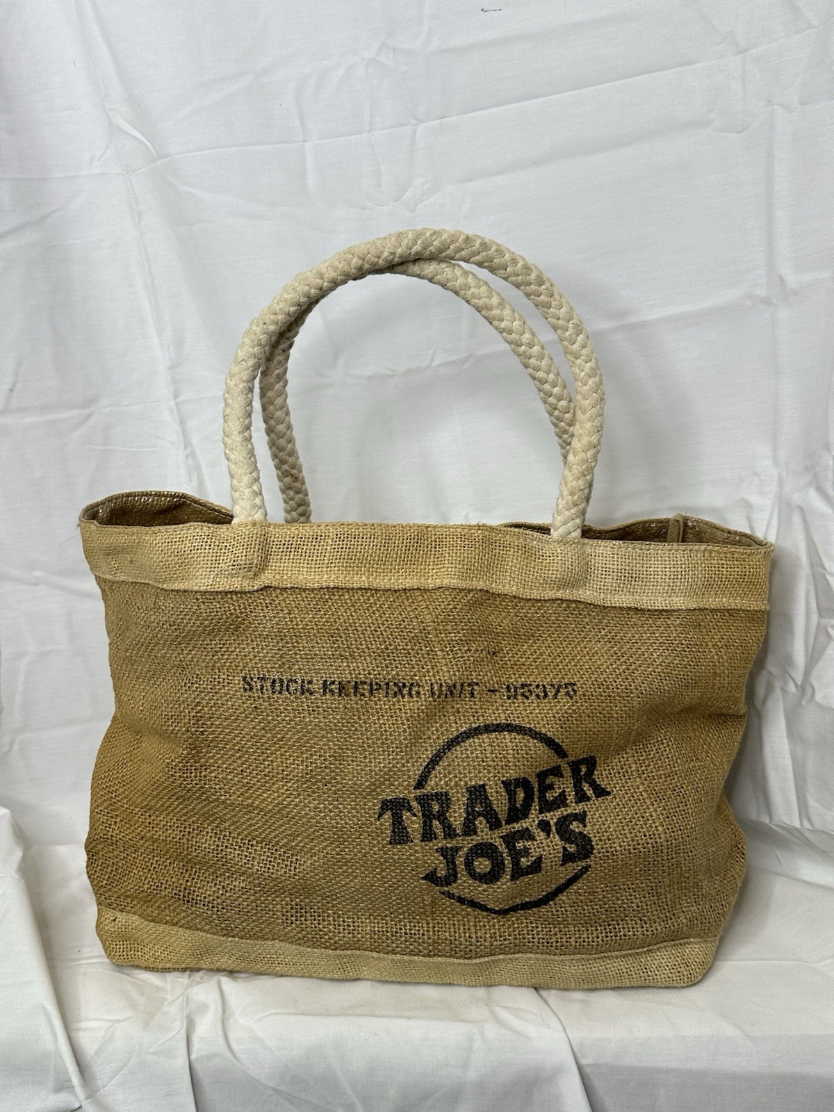 Vintage Trader Joe’s Mini Jute Tote Bag Retired Burlap Rope Handle Market Bag