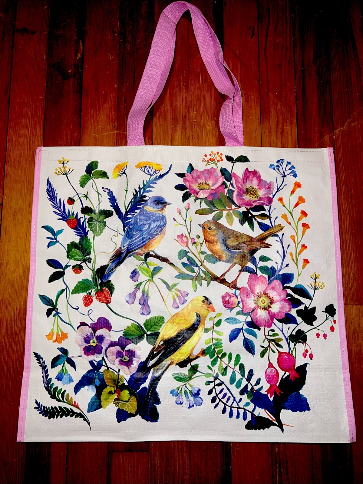 REUSABLE SHOPPING TRAVEL TOTE BAG FLORAL🦋 ECO FRIENDLY TJX BIRDS🌸