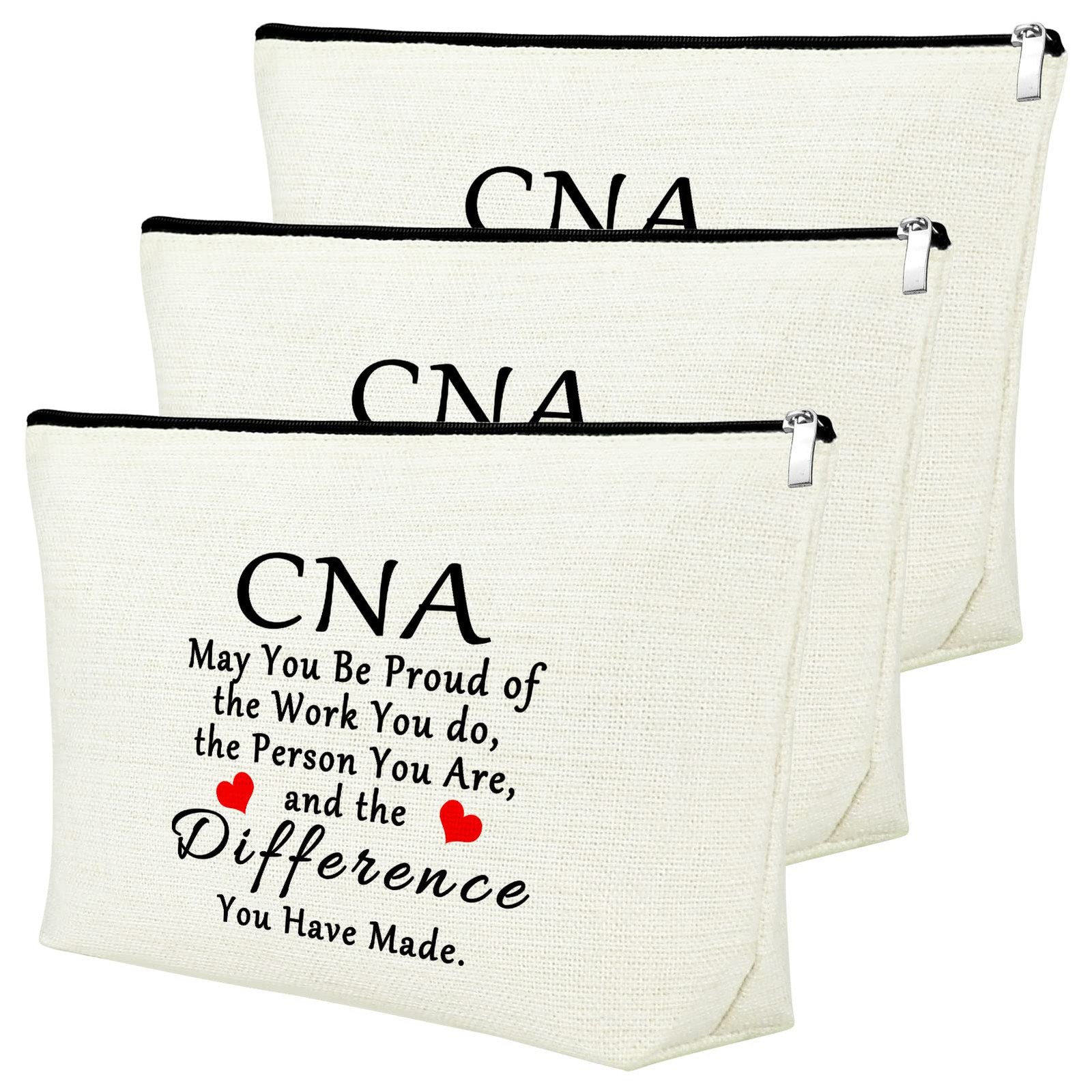 3Pcs CNA Makeup Bag Set Certified Nursing Assistant Gifts Beige