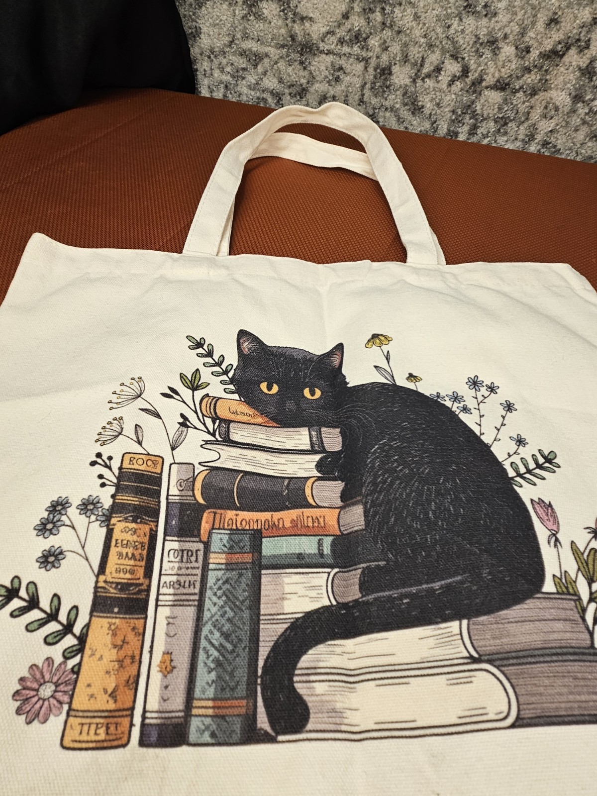 Cat and Book Tote Bag for Women Floral Book Cat Tote Bookish Tote Book Lover …